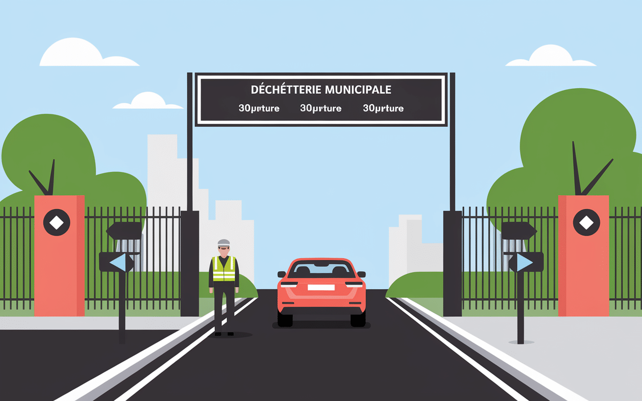 Entrée déchetterie Orgelet panneau horaires et sécurité