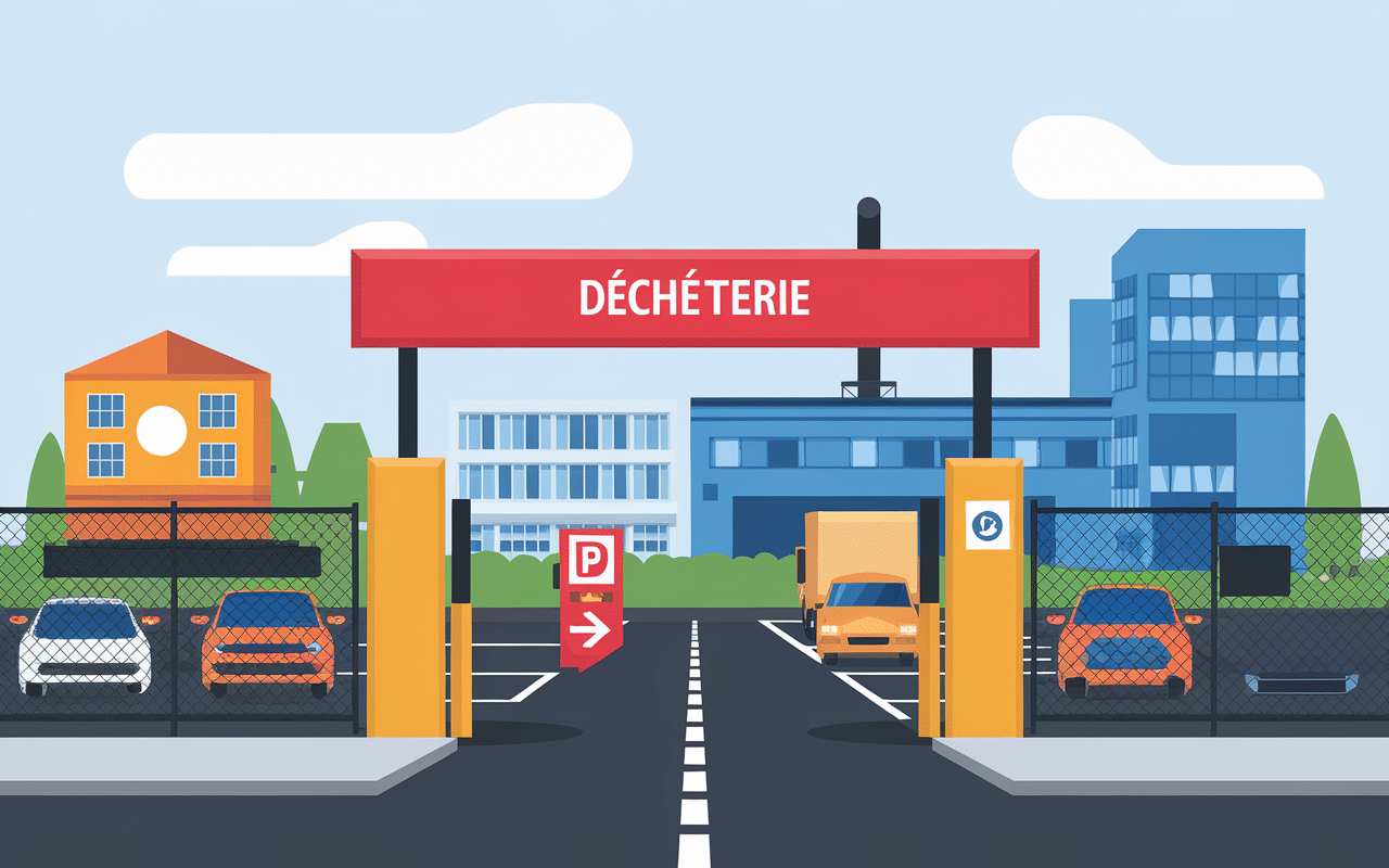 Entrée parking signalétique déchetterie Verdun