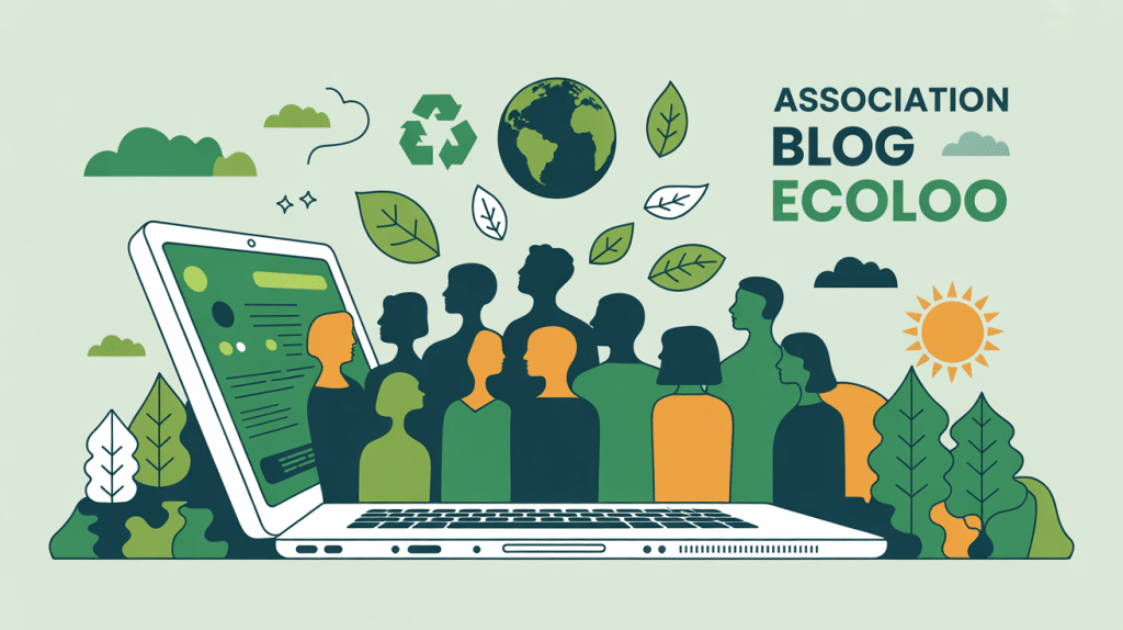 Personnes autour ordinateur association blog écolo illustration