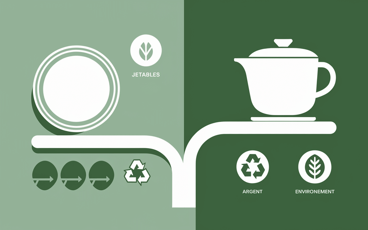 Infographie avantages vaisselle réutilisable écologie