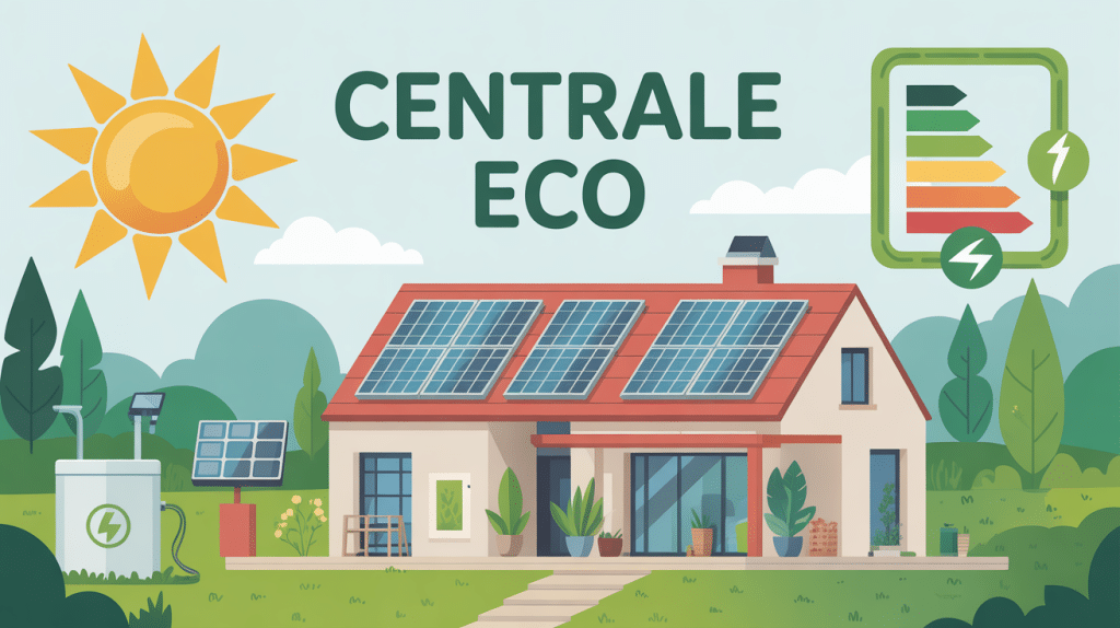 centrale eco maison moderne panneaux solaires batterie