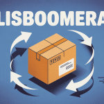 illustration colisboomerang retour colis sur fond bleu