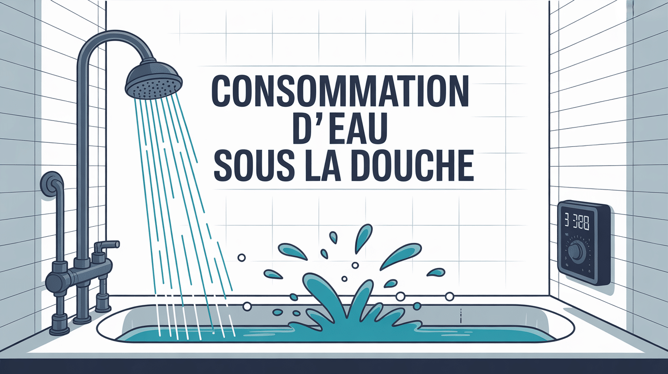 Illustration combien de litres d'eau pour une douche avec douche ouverte et compteur