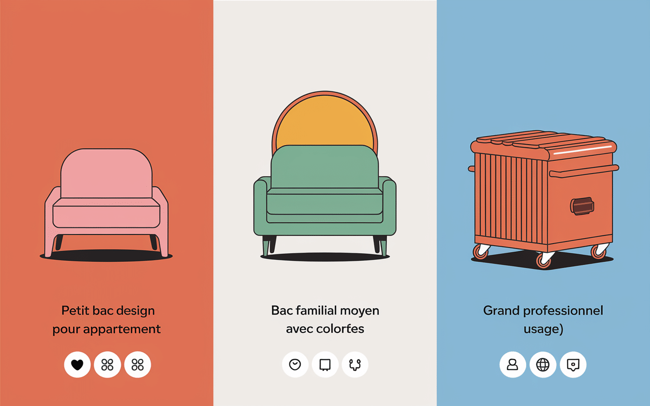 Visuel comparatif bacs de tri domestique et professionnel