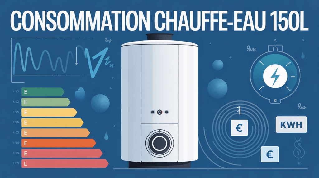 Schéma consommation kWh chauffe-eau 150l par jour