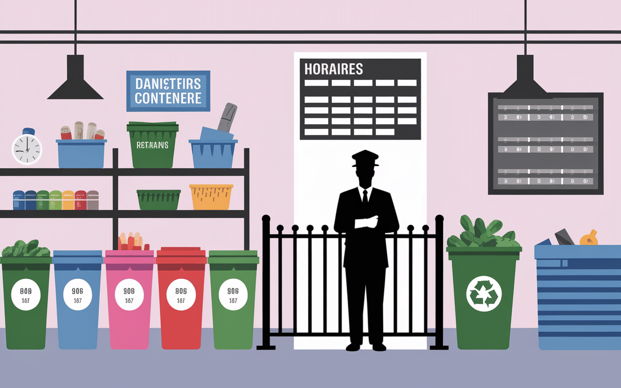 Vue conteneurs horaires accès déchetterie Bailleul