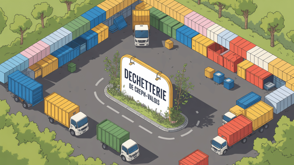 vue aérienne déchetterie crepy en valois zones tri