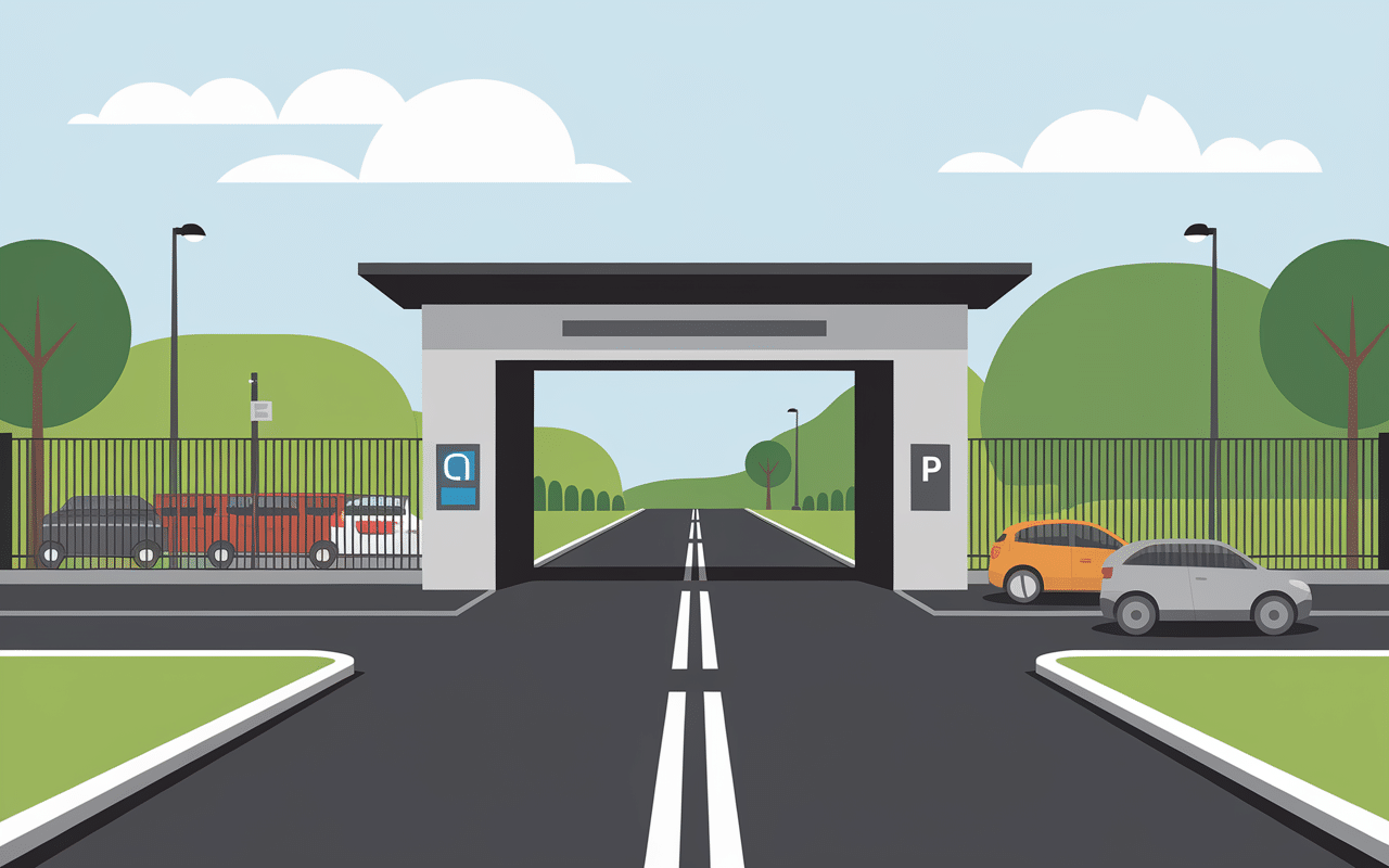 Entrée de la déchetterie Gignac portail automatique parking