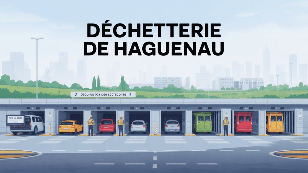Entrée de la déchetterie Haguenau moderne avec bennes colorées