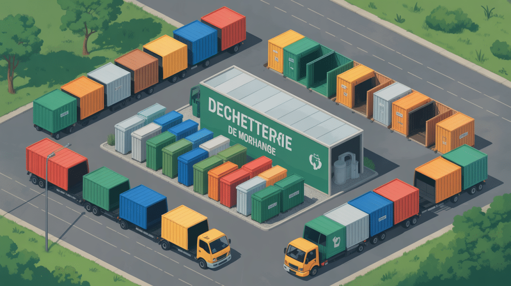 Vue aérienne déchetterie Morhange zones tri