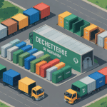 Vue aérienne déchetterie Morhange zones tri