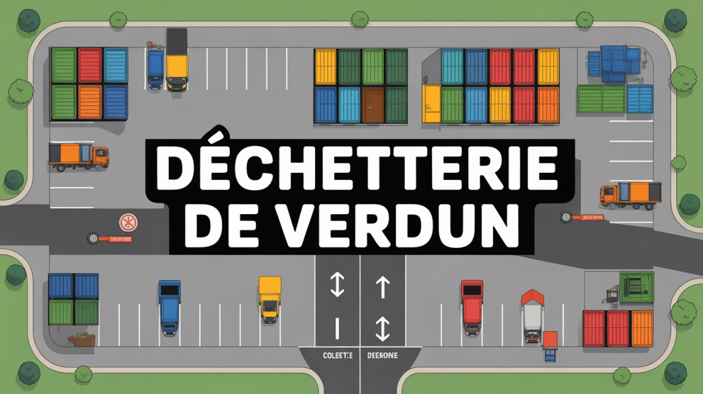 Vue aérienne de la déchetterie Verdun avec bennes de tri