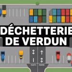 Vue aérienne de la déchetterie Verdun avec bennes de tri