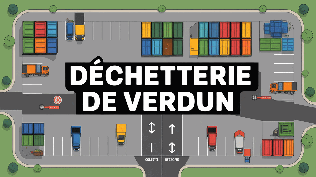 Vue aérienne de la déchetterie Verdun avec bennes de tri