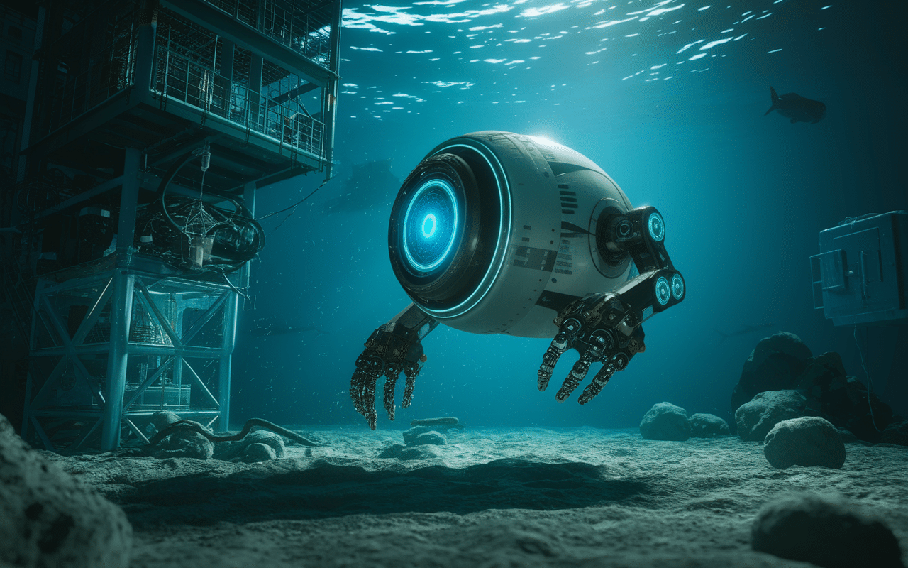 Robot autonome deep offshore technology près d'installations high-tech
