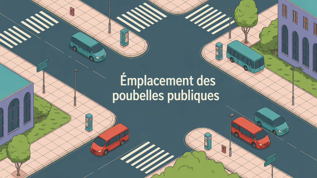 Vue aérienne de l'emplacement poubelles publiques en ville