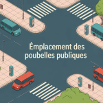 Vue aérienne de l'emplacement poubelles publiques en ville