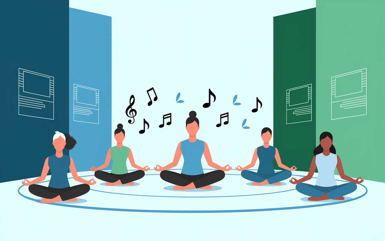 illustration henoia méditation groupe et art moderne