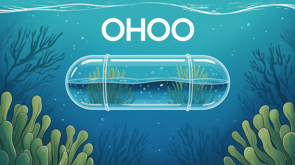 ohoo capsule d'eau comestible algue flottant sur océan