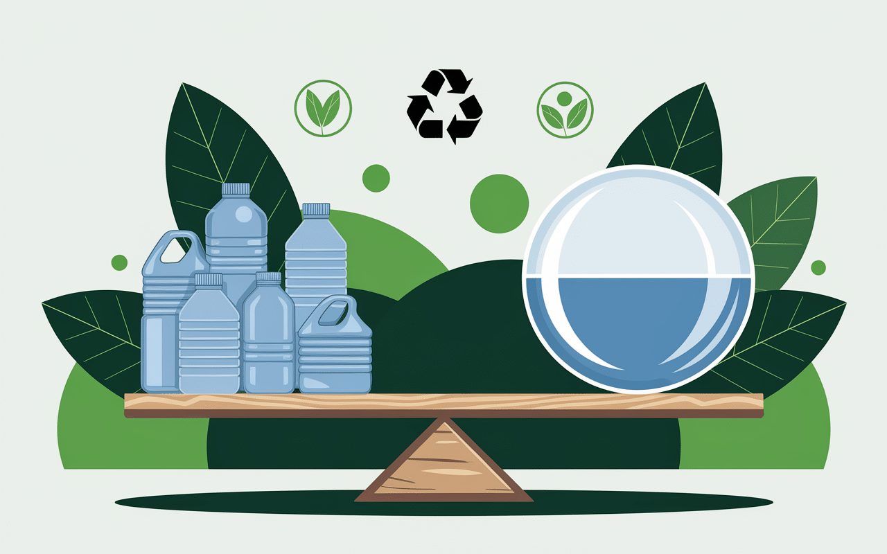 ohoo balance bouteilles plastiques capsules eau sphériques