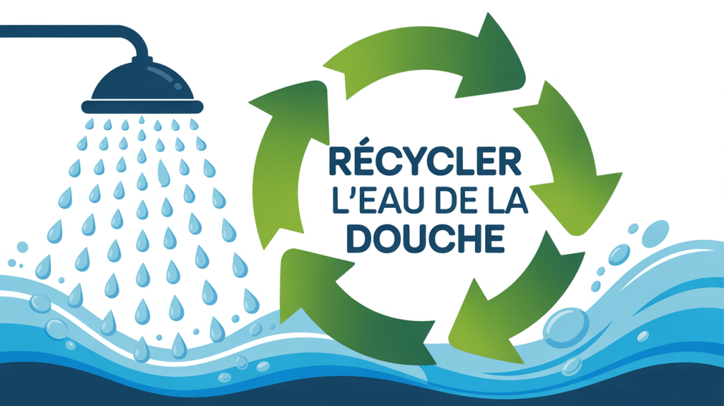 illustration moderne recycler eau douche avec cycle flèches