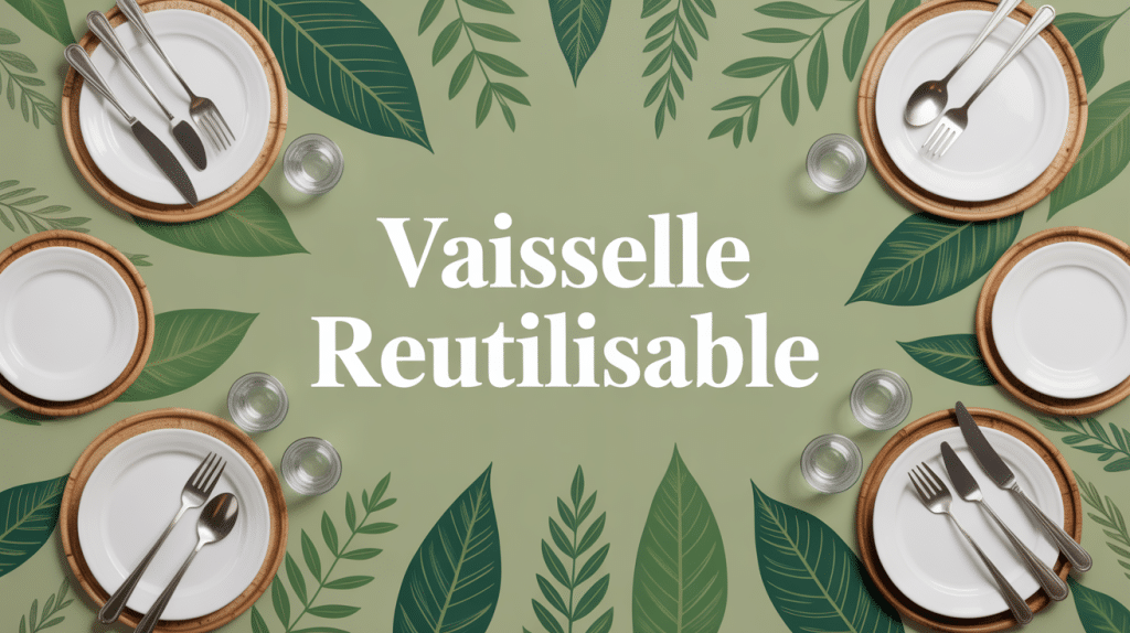Service de vaisselle réutilisable bambou inox sur table