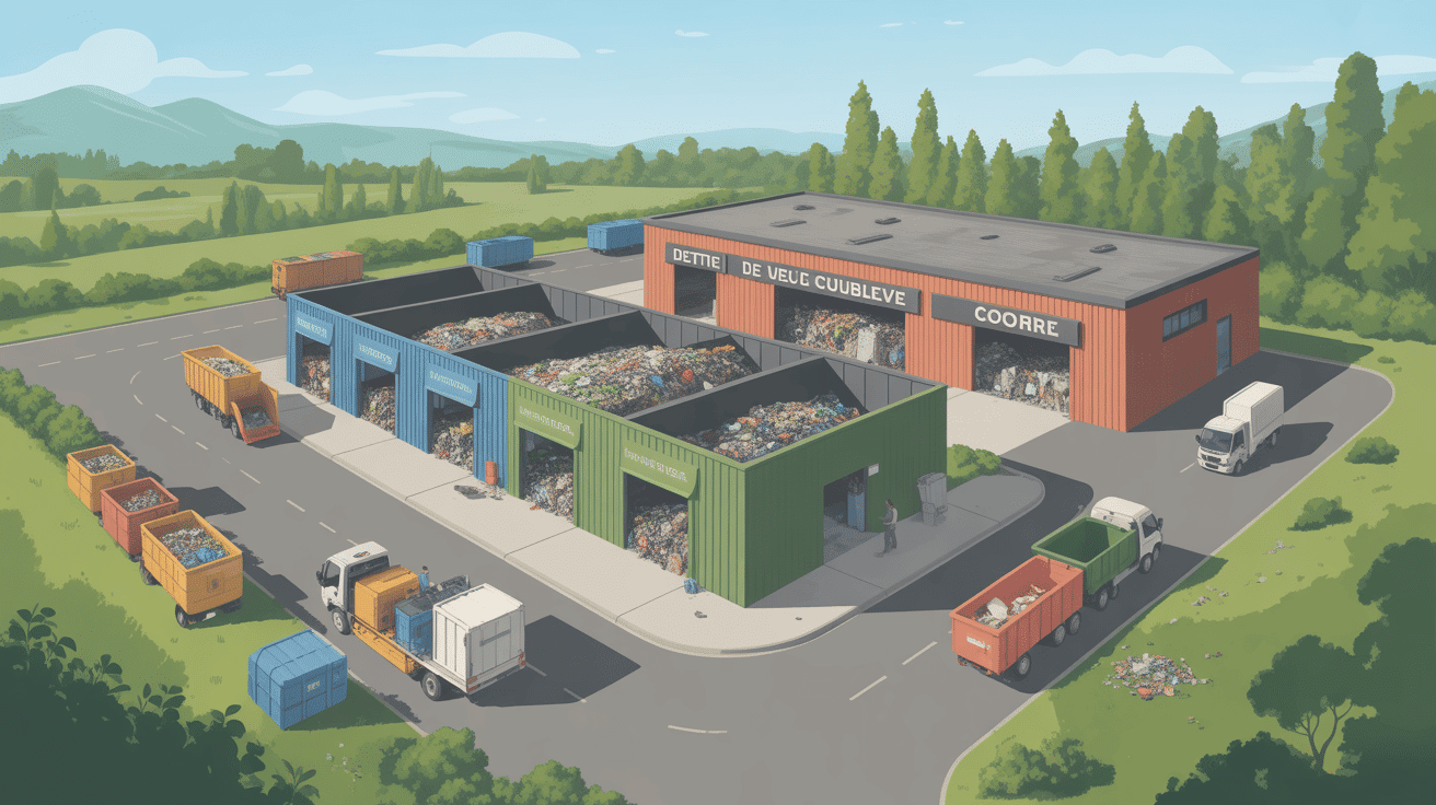 Vue aérienne déchetterie Coublevie zones de tri