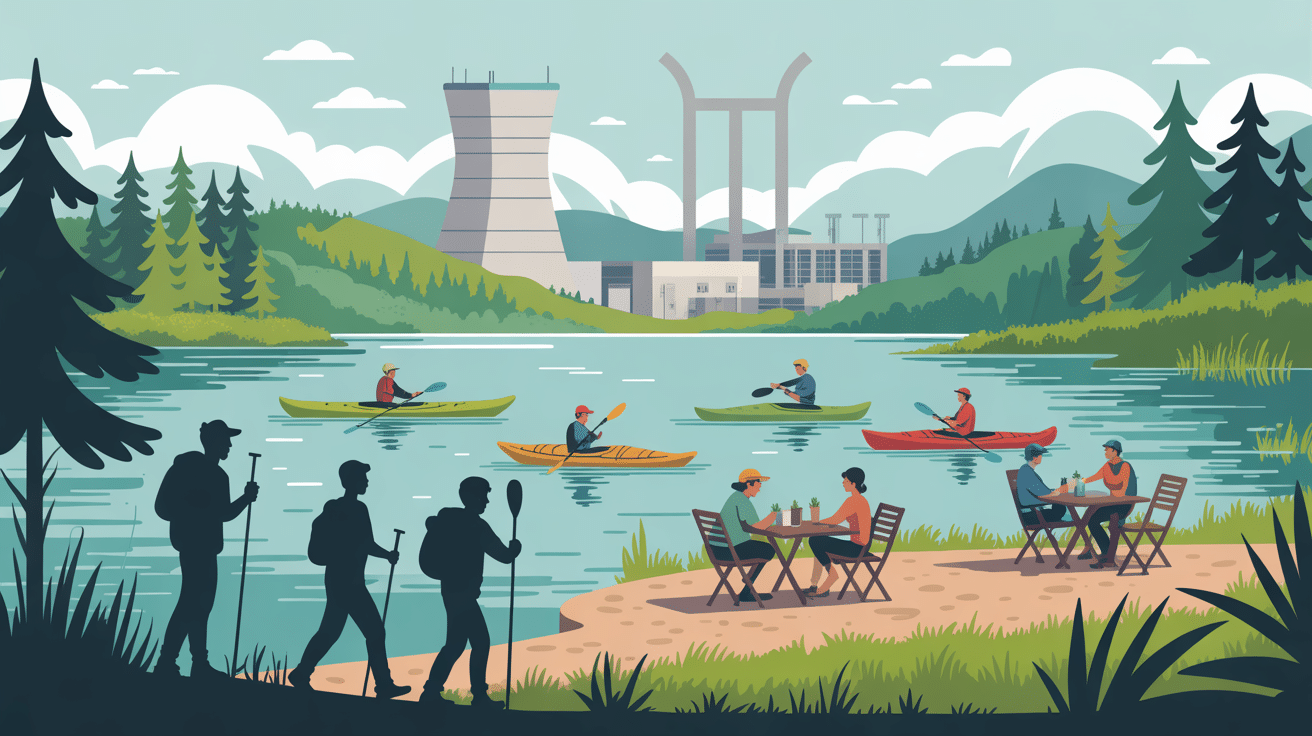 Activités et centrale du barrage de Couesques sur le lac