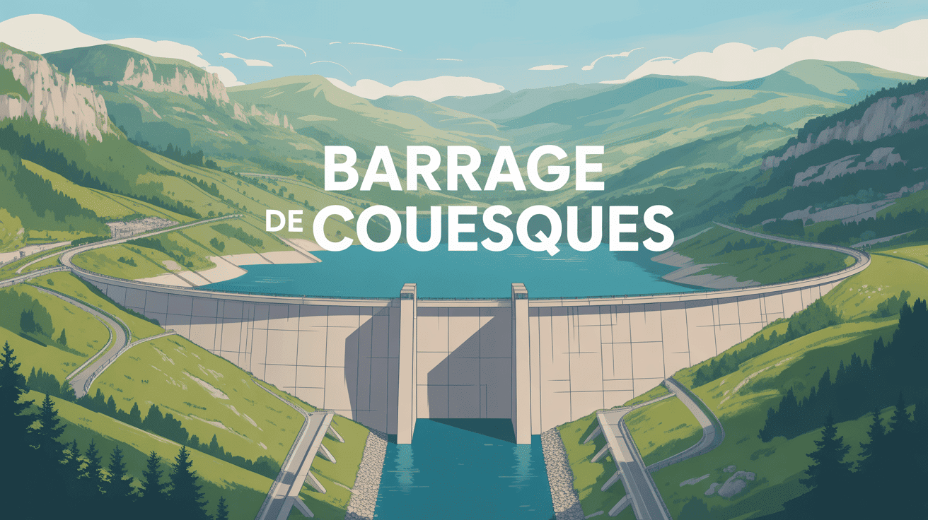 Panorama du barrage de Couesques au cœur de l'Aveyron