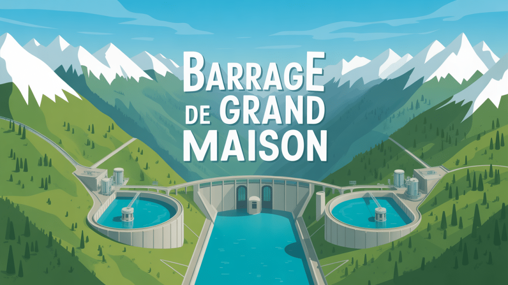 vue aerienne barrage de grand maison dans les alpes