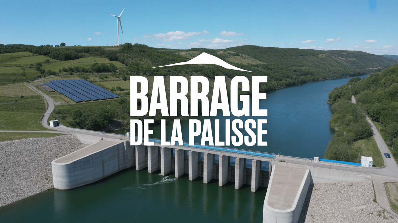 Vue aérienne du barrage de la Palisse, hydroélectricité