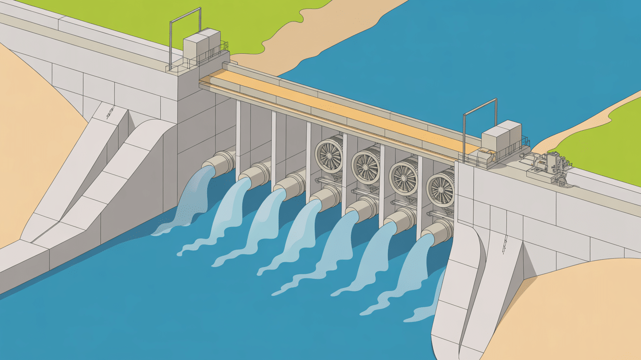 Coupe transversale ingénierie du barrage de Rance