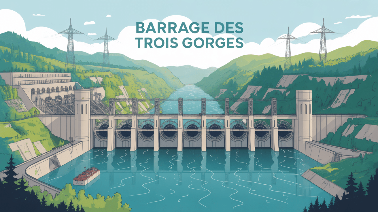 illustration barrage des trois gorges sur fleuve