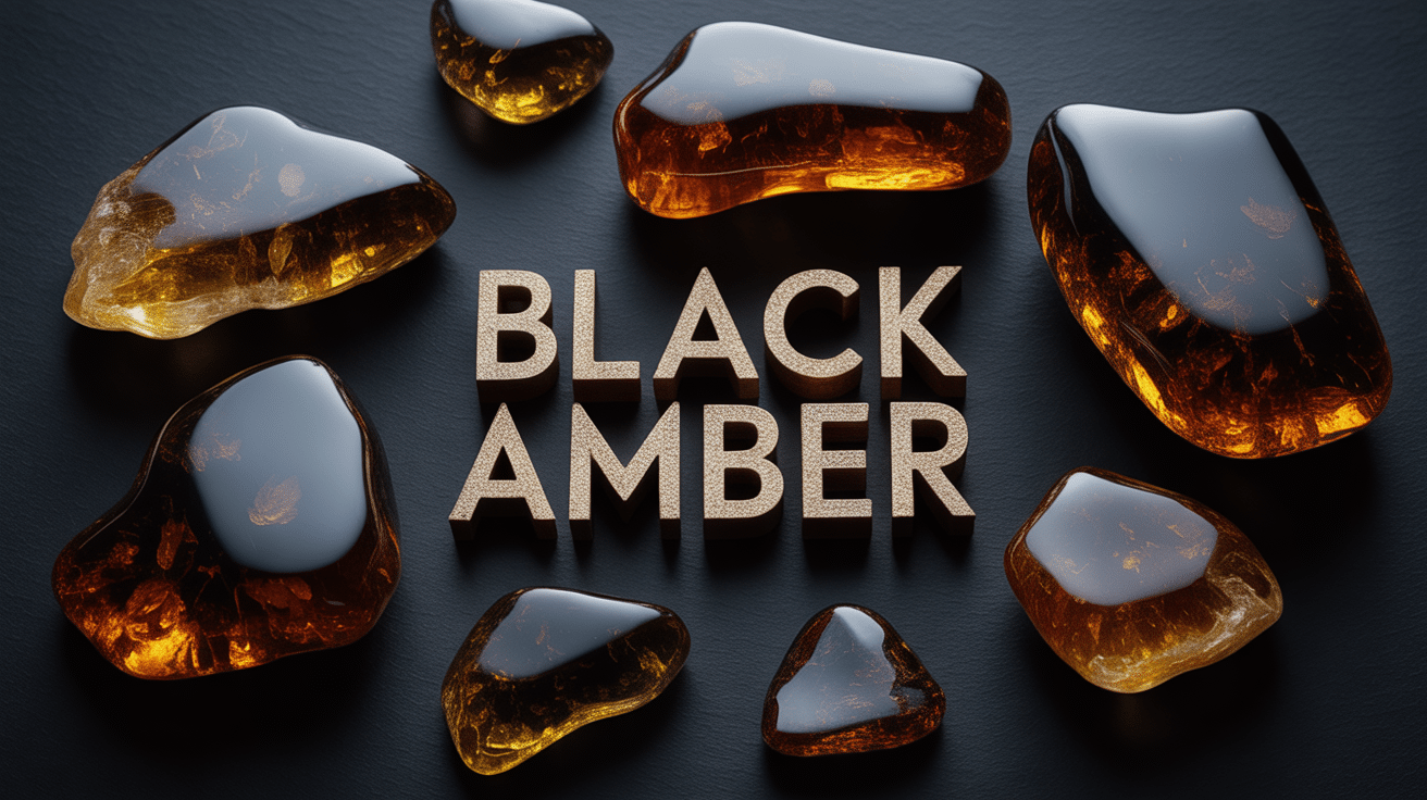 Gros plan sur black amber translucide pierres