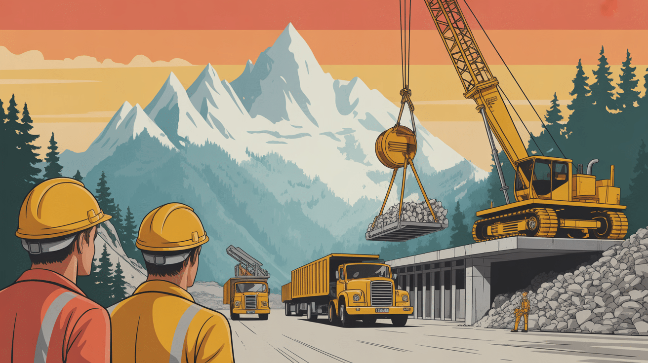 Chantier du barrage de Serre Ponçon ouvriers montagnes années 60