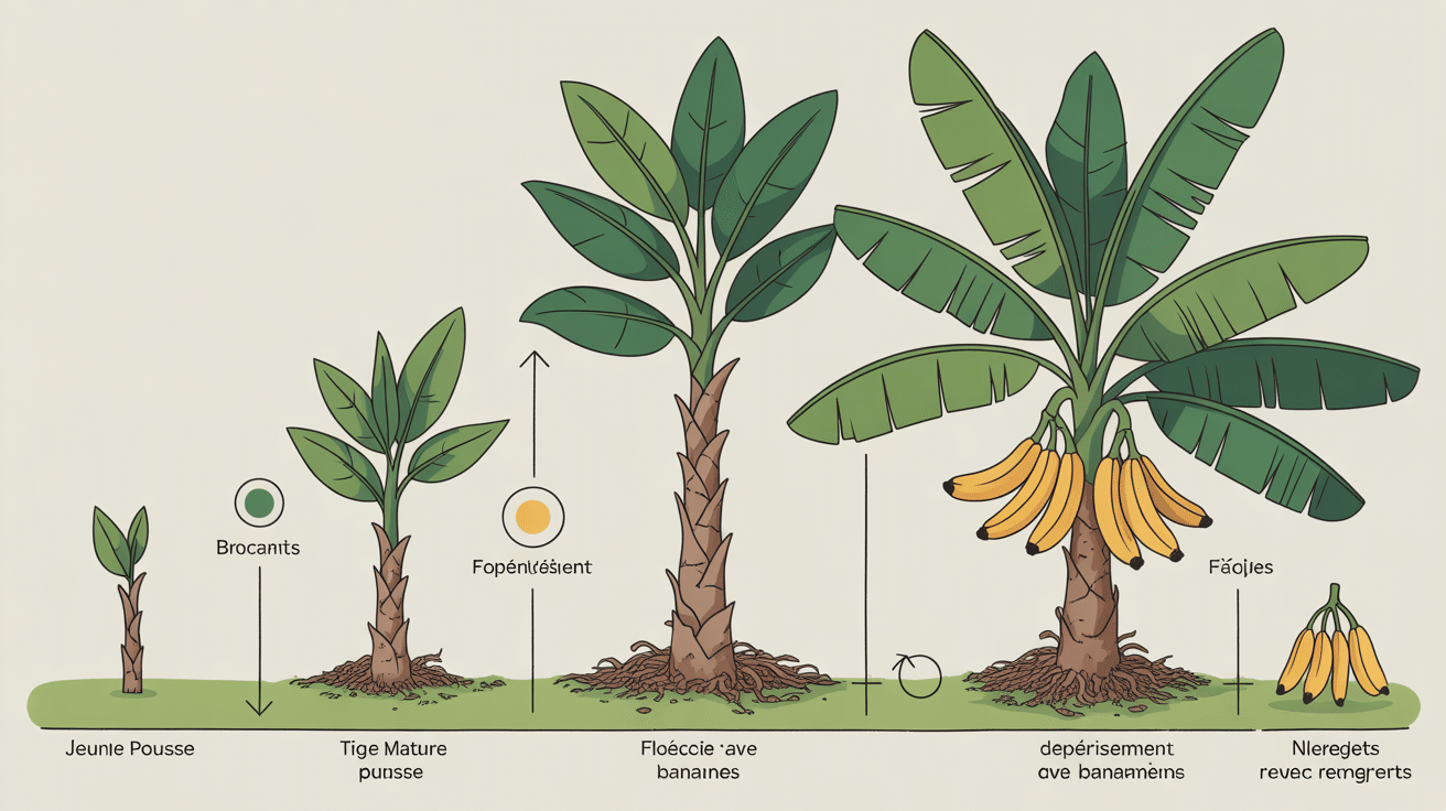 Diagramme cycle de vie et durée de vie d'un bananier