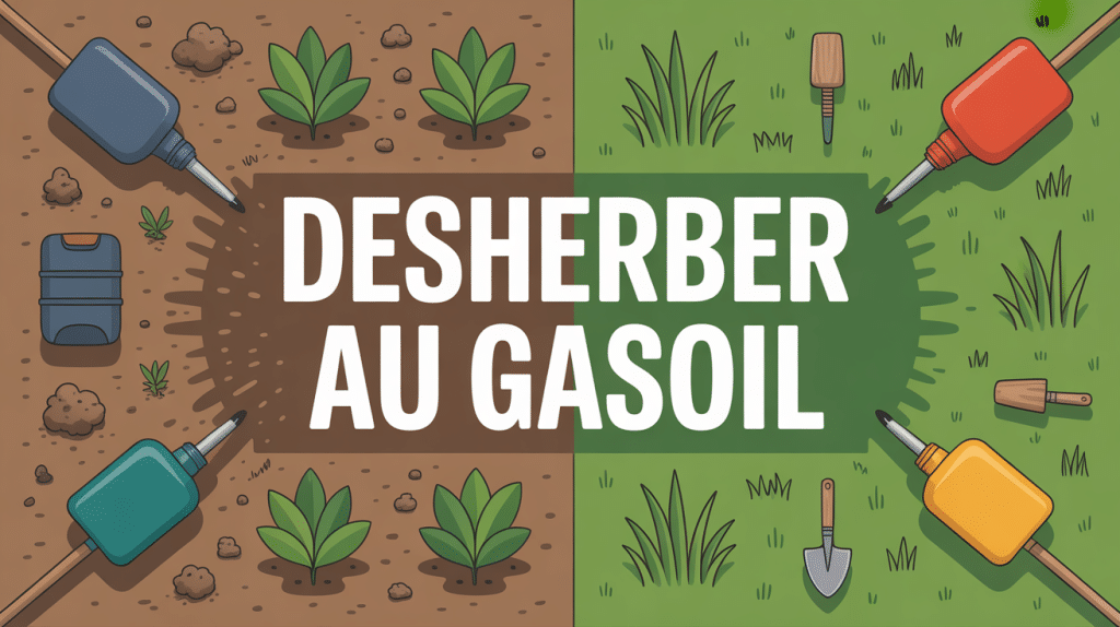 désherber au gasoil illustration jardin pollué vs naturel