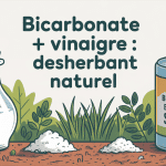 dosage mélange bicarbonate de soude et vinaigre blanc pour désherber en illustration jardin