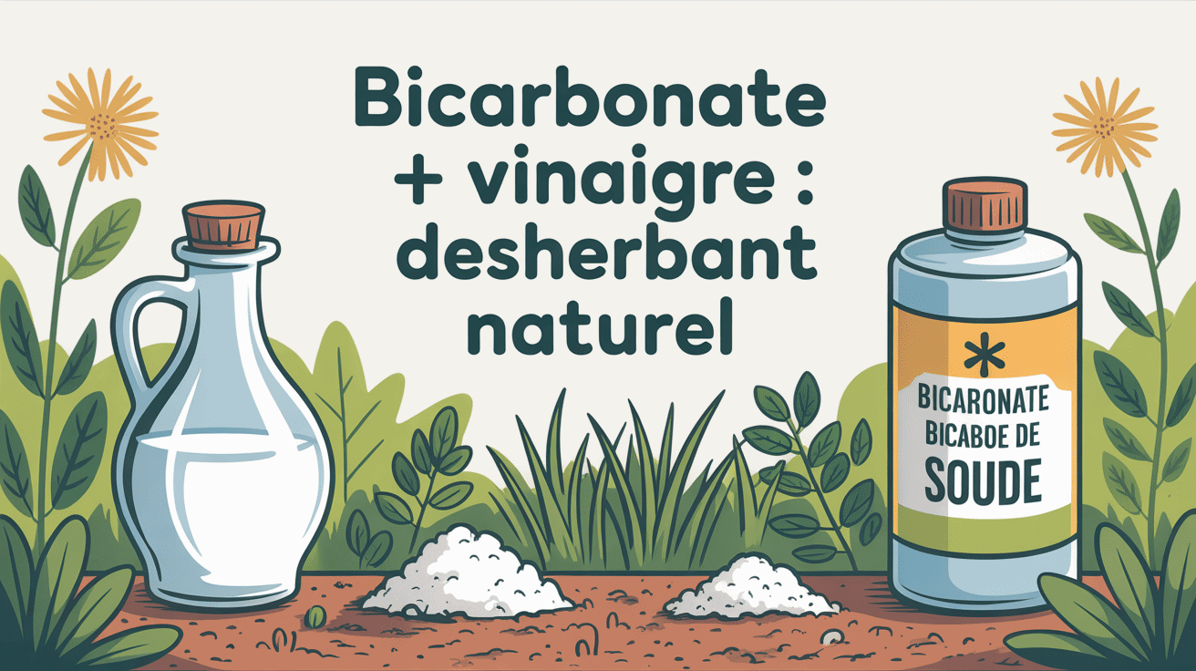 dosage mélange bicarbonate de soude et vinaigre blanc pour désherber en illustration jardin