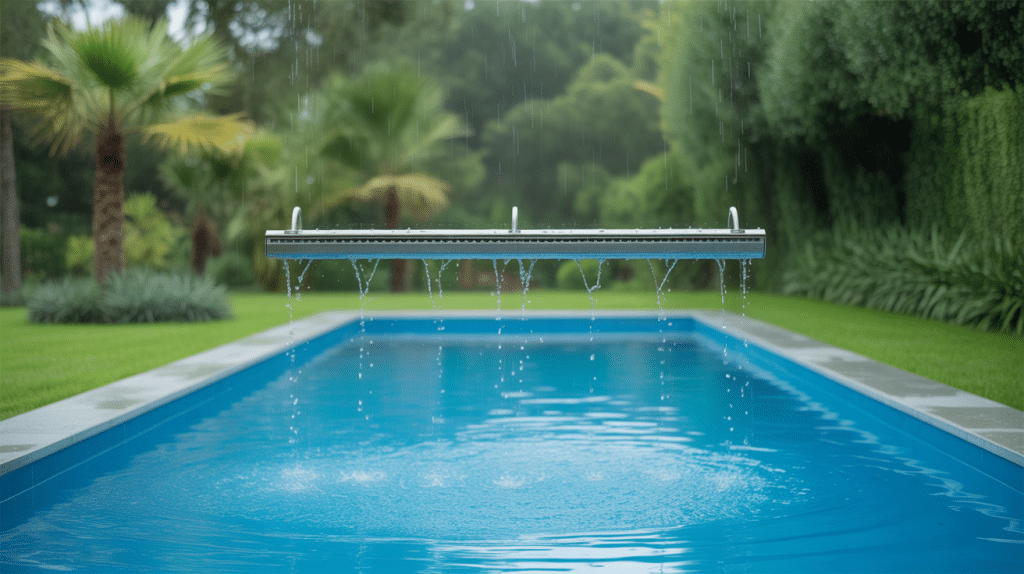Piscine avec récupération d'eau de pluie pour piscine sous la pluie