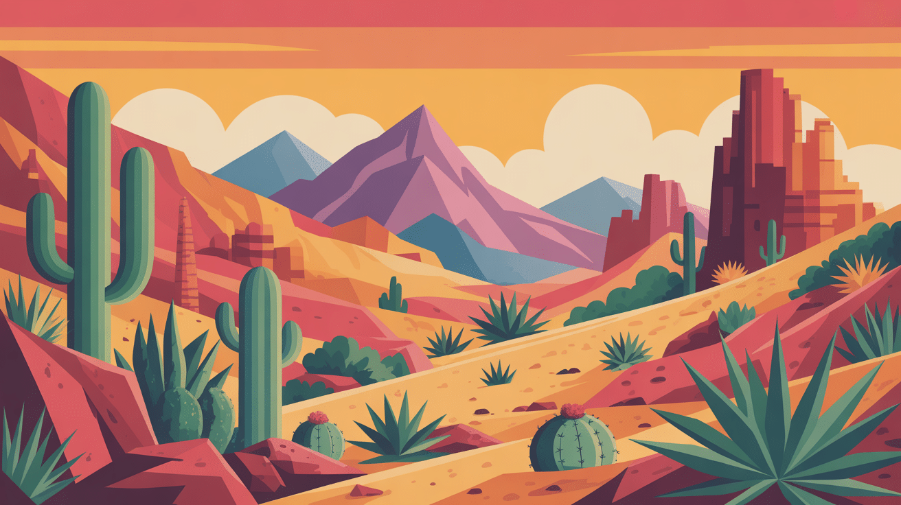 Paysage mexicain avec echeveria nodulosa et cactus