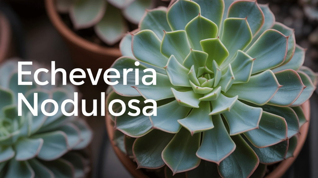 Rosette echeveria nodulosa avec feuilles charnues et nervures pourpres