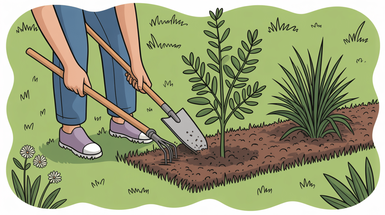 gerer mauvais herbe fleur blanche jardinage outils