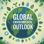 Global Environmental Outlook illustration planète Terre et symboles écologiques