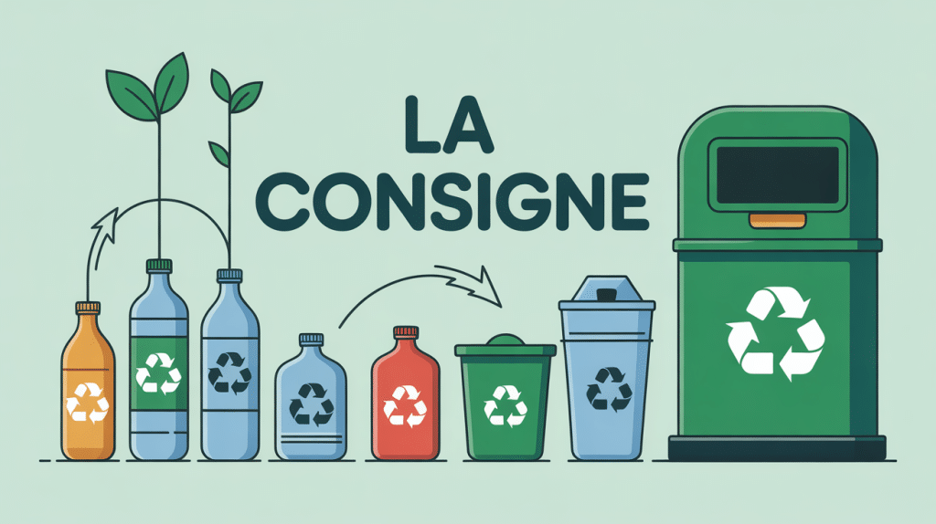 Illustration la consigne bouteilles recyclage cycle
