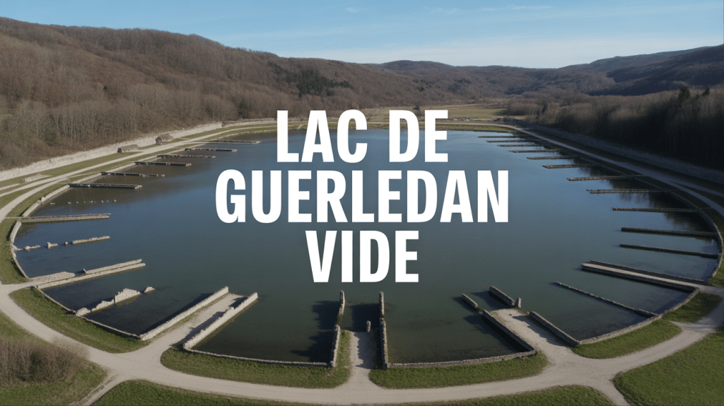 vue aerienne lac de guerledan vide ruines village