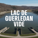vue aerienne lac de guerledan vide ruines village
