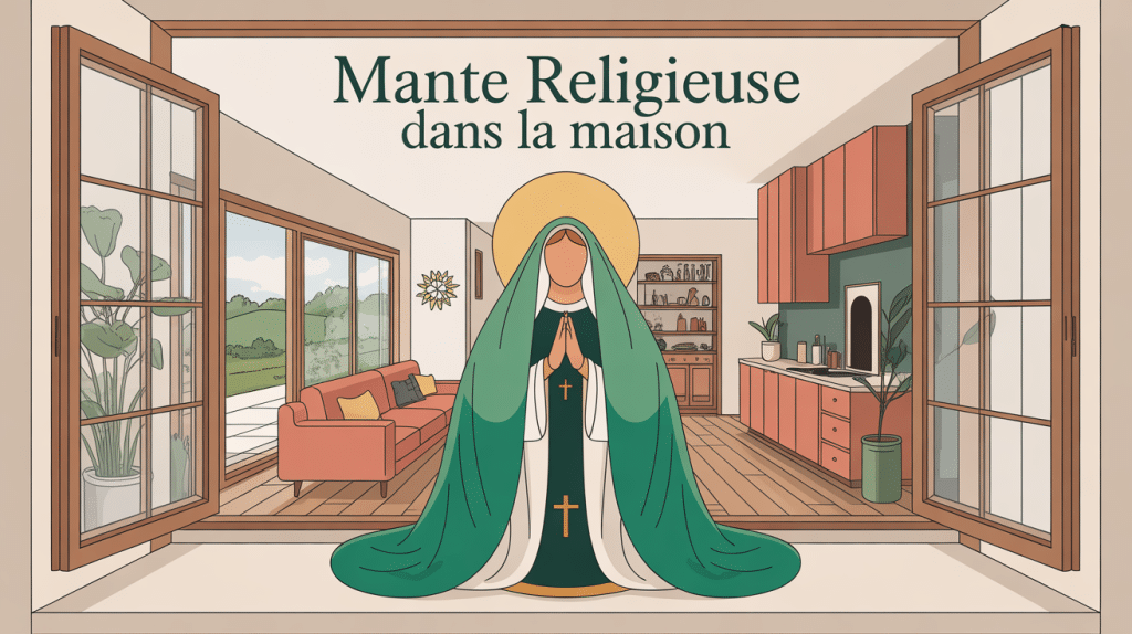 Mante religieuse dans la maison sur rebord de fenêtre