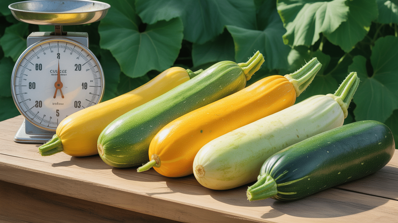 poid moyen d'une courgette variétés