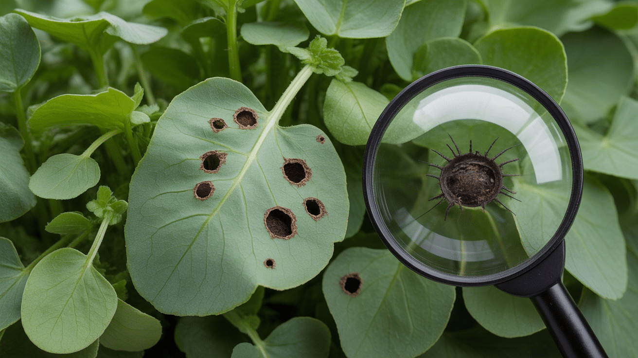 feuilles trouées puce de jardin radis roquette